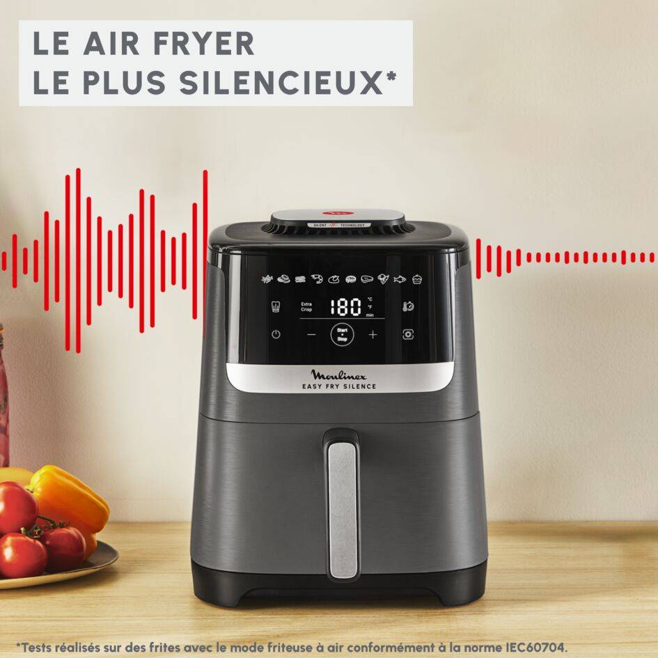 RECONDITIONNÉ Easy Fry Silence, air fryer, 5&nbsp;L, Technologie Silence, Gris charbon