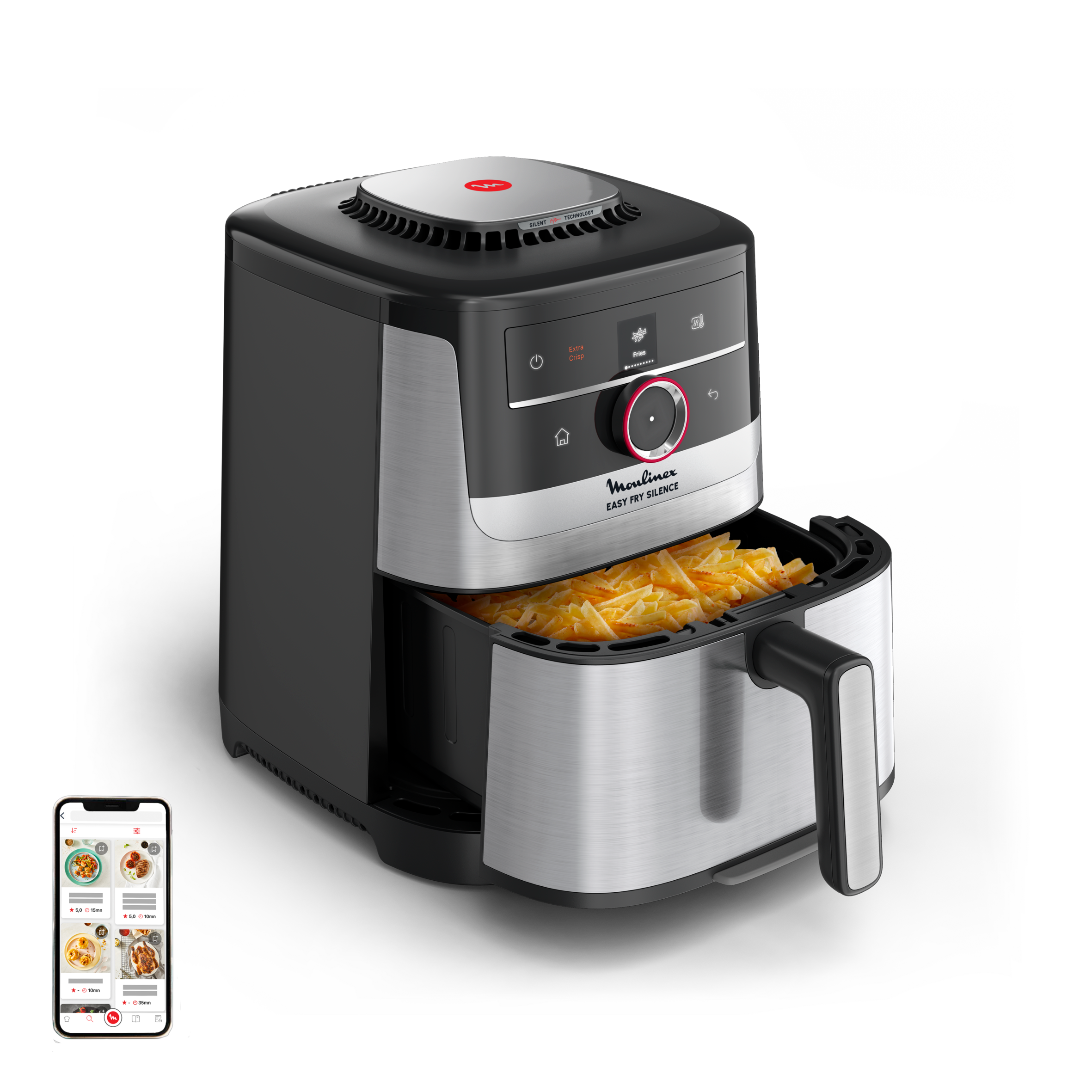 Easy Fry Smart & Silence, 5L, Air fryer, Inox