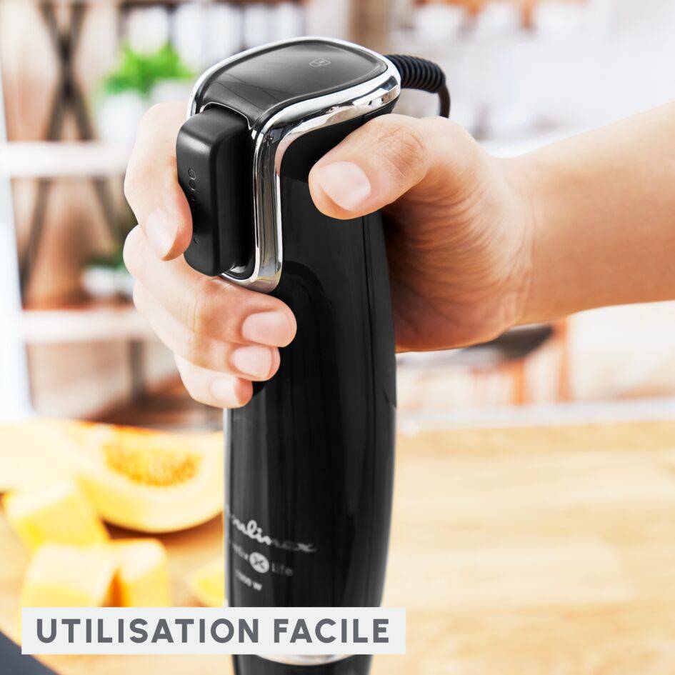 Infiny force, Pied mixeur, Lames powelix, 3 accessoires, 1000 W, Noir