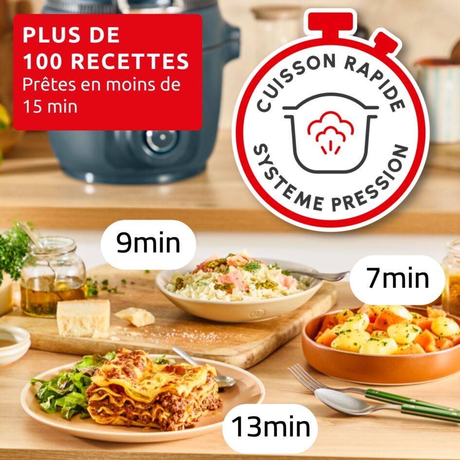 Cookeo Infinity, 17&nbsp;modes de cuisson, Sans pale de mélange, Bleu Trust