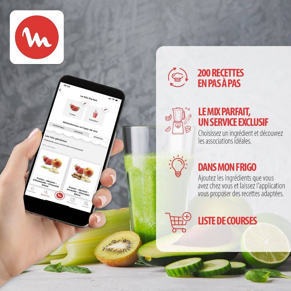 Perfectmix+, Blender, Bol plastique 2L, 1200W, 3 programmes, 6 lames Powelix life