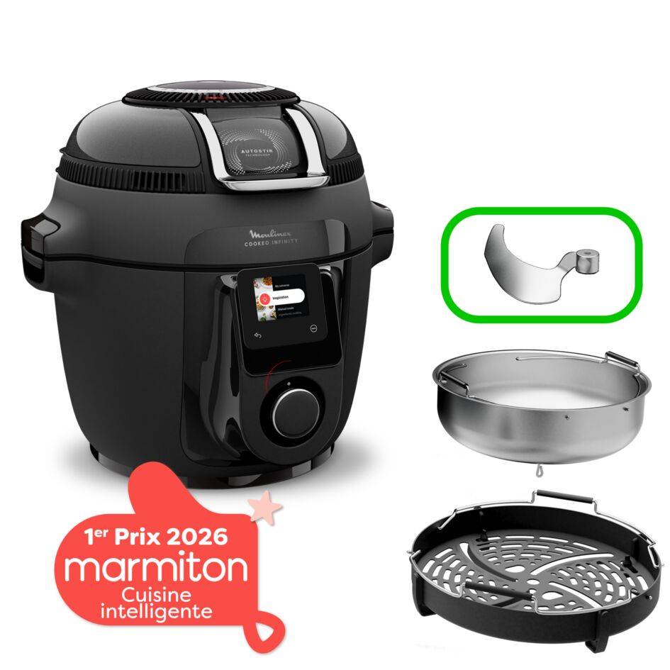 Cookeo Infinity, 20 modes de cuisson, Avec pale de mélange, Noir
