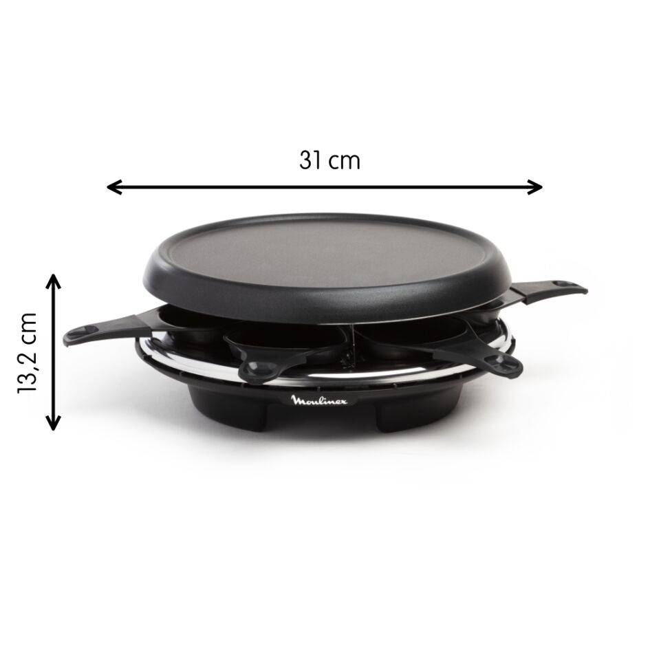 Raclette Accessimo 3 fonctions,&nbsp;Raclette Plancha Crêpier, 6 coupelles Plaque amovible antiadhésive RE151812&nbsp;