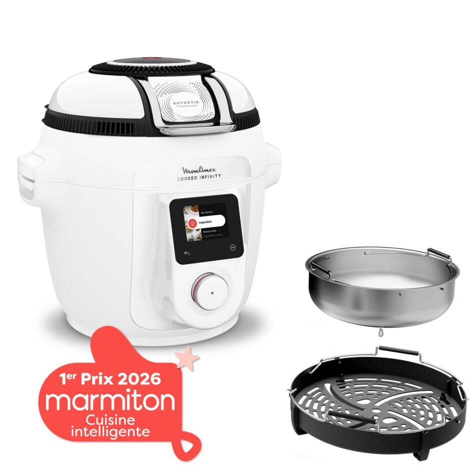 Cookeo Infinity, 16&nbsp;modes de cuisson, Sans pale de mélange, Blanc