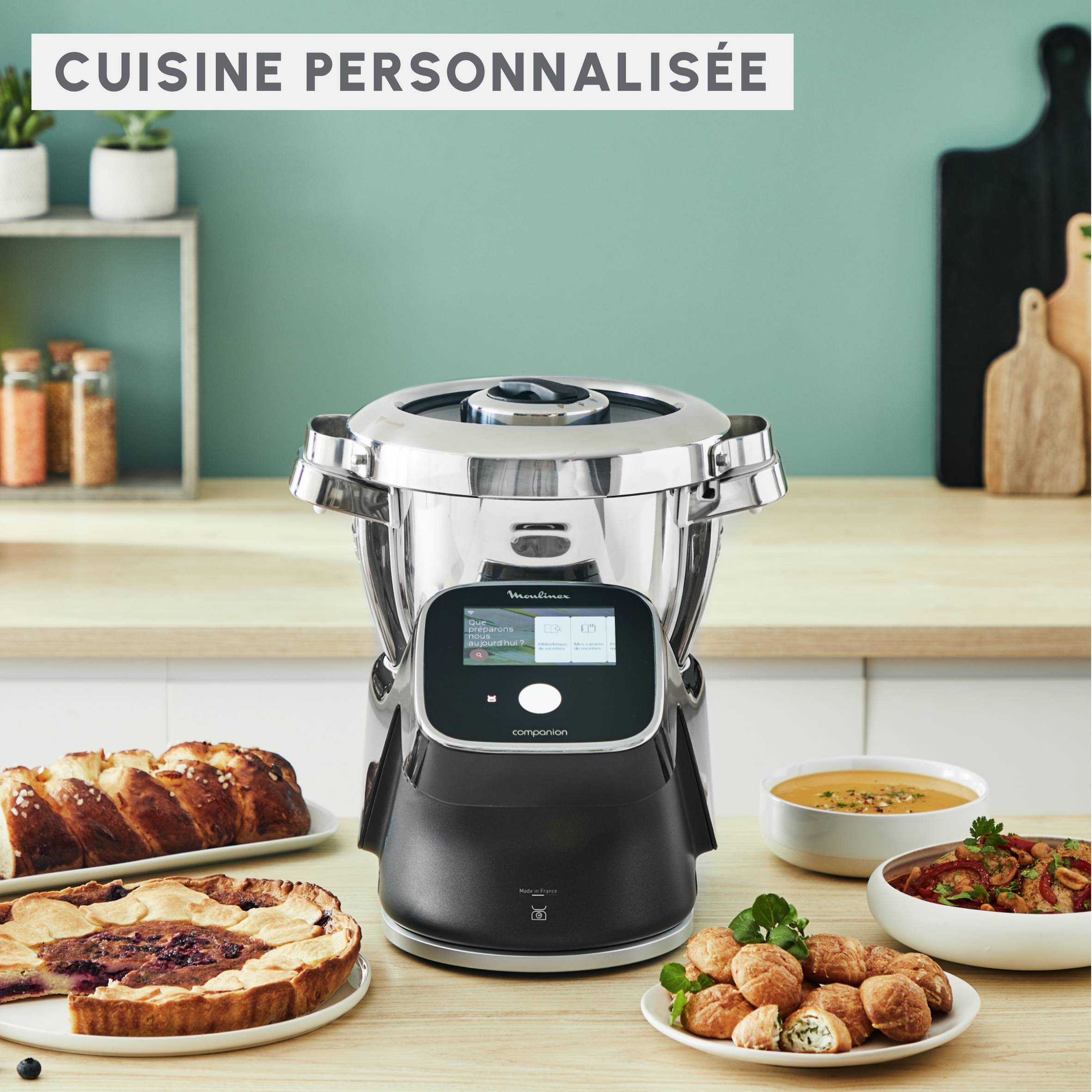 I-Companion Touch Pro, Robot cuiseur, 18 fonctions, Connecté, Pesage intégré, Recettes sur l’Ecran, Capacité  XL 10 personnes, Noir, Fabriqué en France + découpe légumes