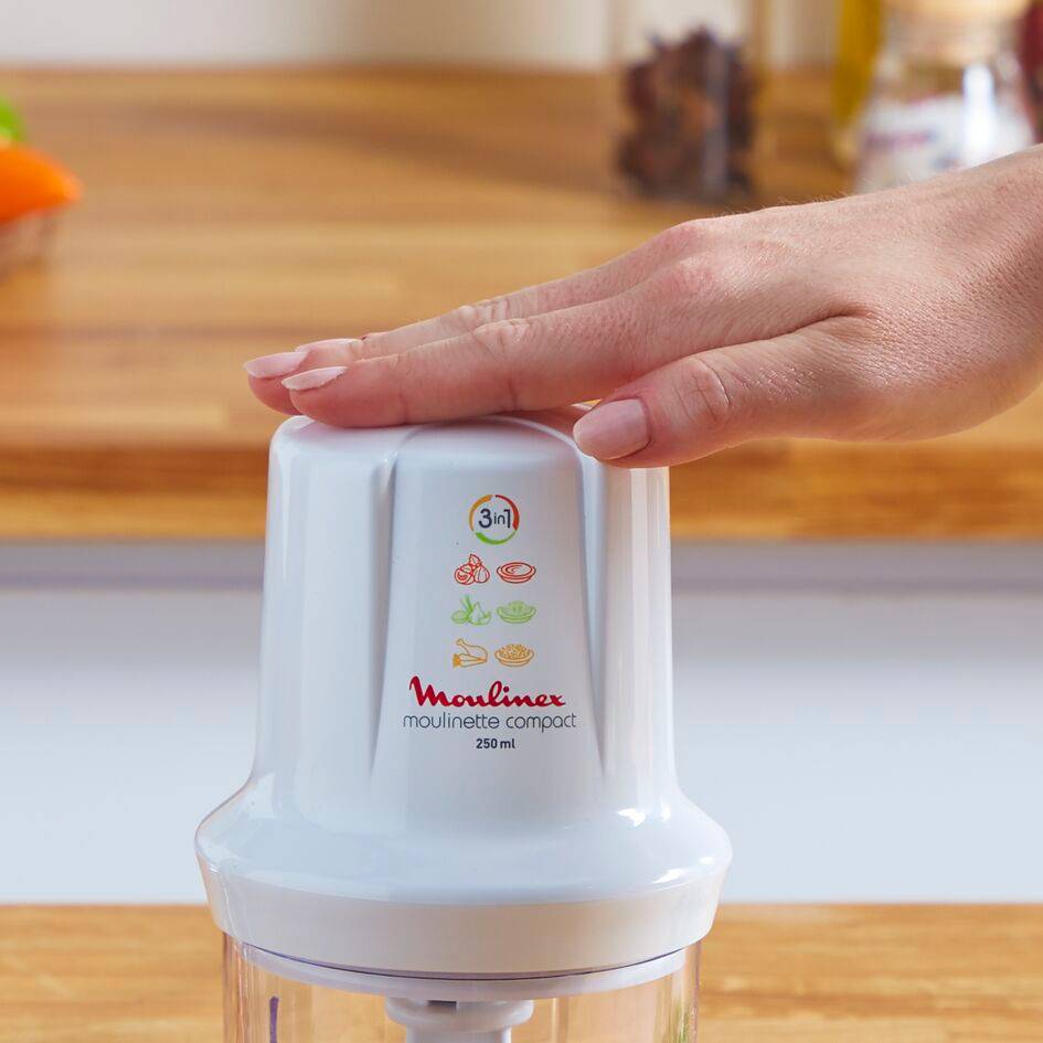 Multi moulinette, Mini hachoir, Compact, fonction 3 en 1, capacité 250 ml, 350 W, Blanc