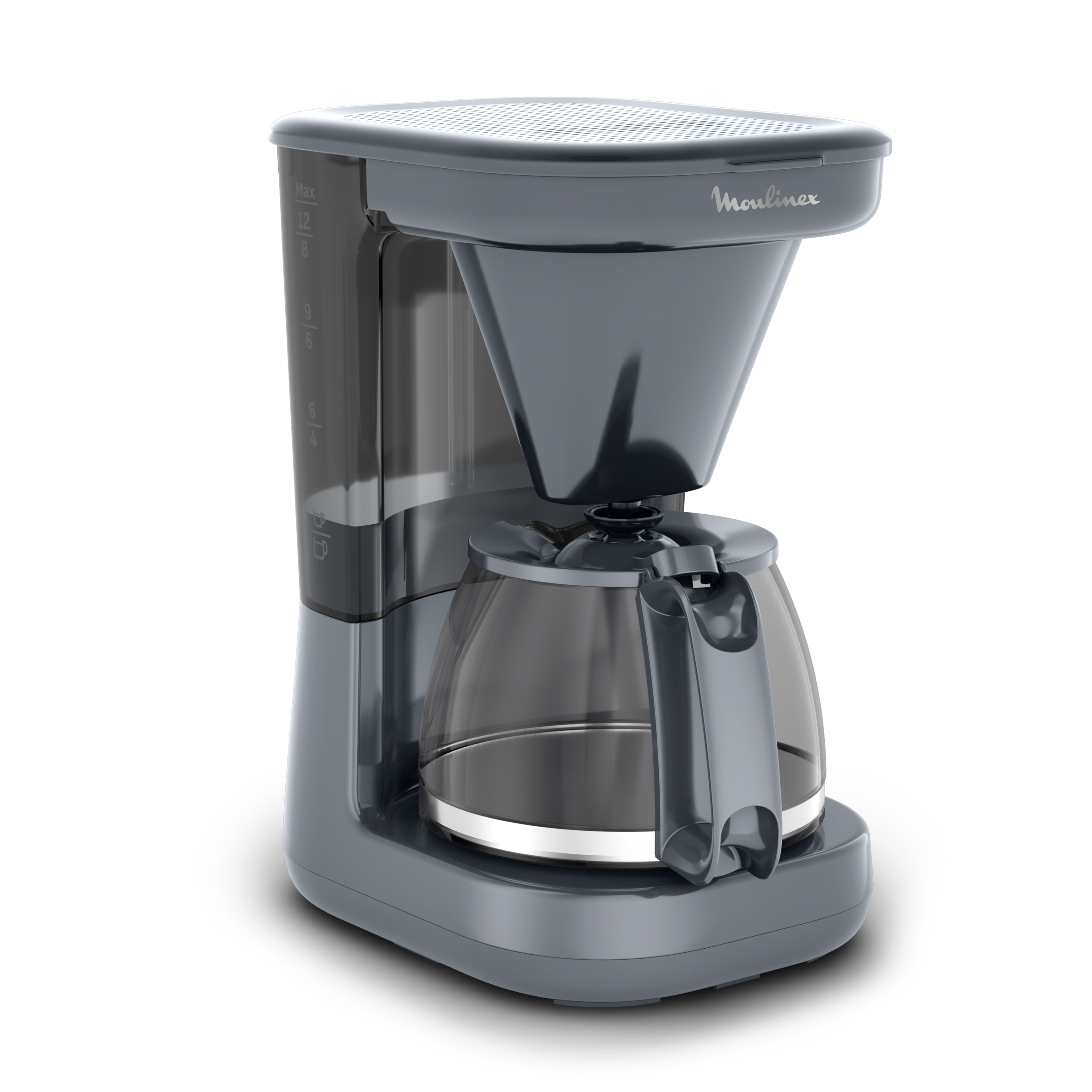 Plaino, Cafetière filtre élégante, Réservoir d'eau entièrement transparent, Capacité 1,1L, modèle gris