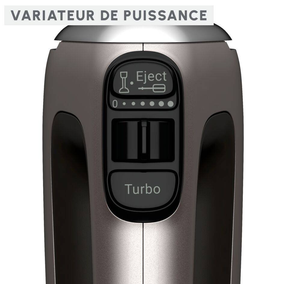 Powermix silence, Batteur électrique, Technologie silence, 2 jeux de fouets, 600 W, Argent