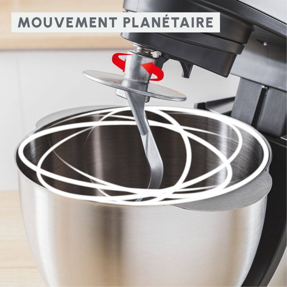 Bake Partner, Robot pâtissier, Bol de 4,6 L, Kit pâtisserie, Blender de 1,25 L, Découpe légumes, Broyeur et Hachoir, 1100 W