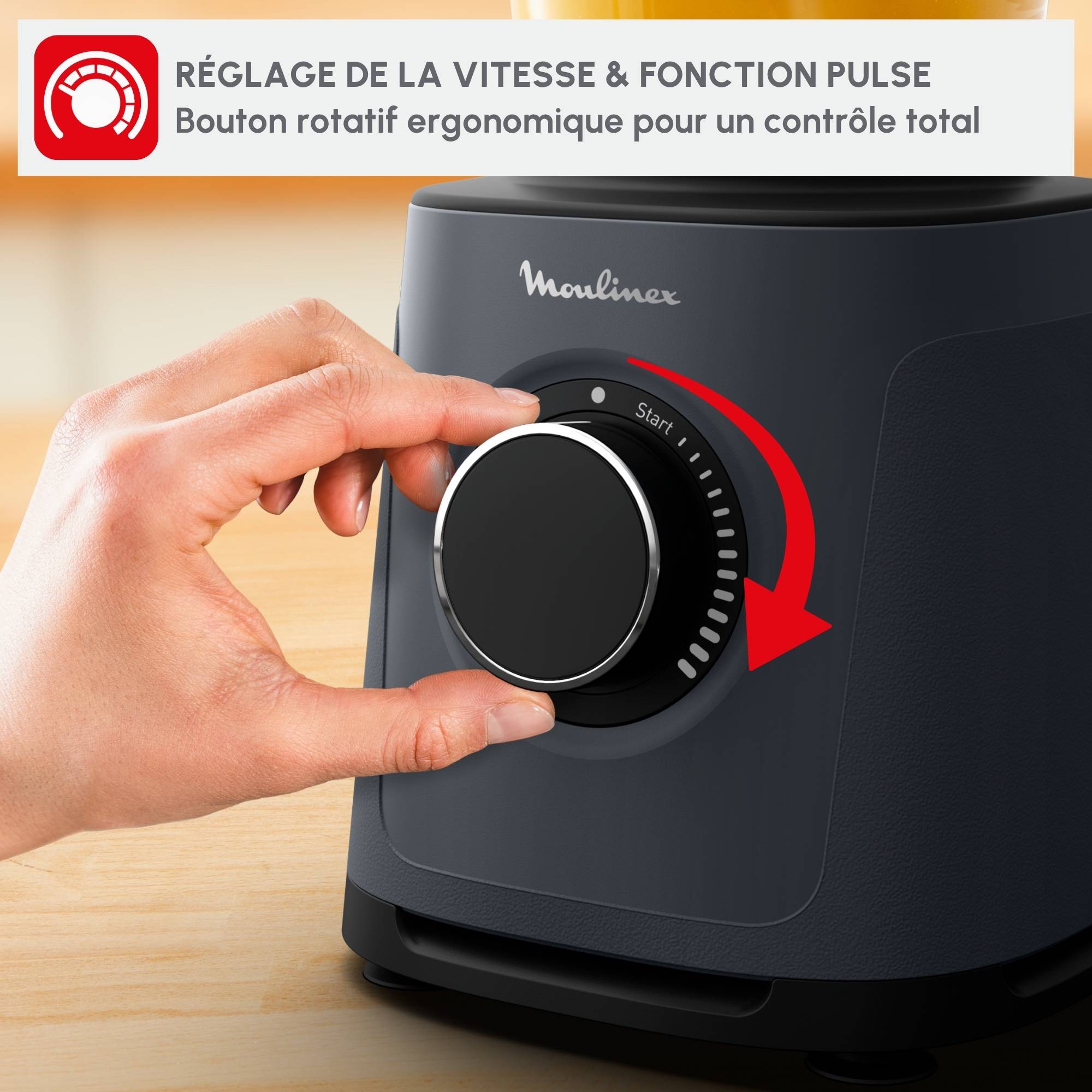 PerfectMix Essential, Blender haute performance, Technologie de lames Powelix, Bol en verre de 2L, 1200W, gris