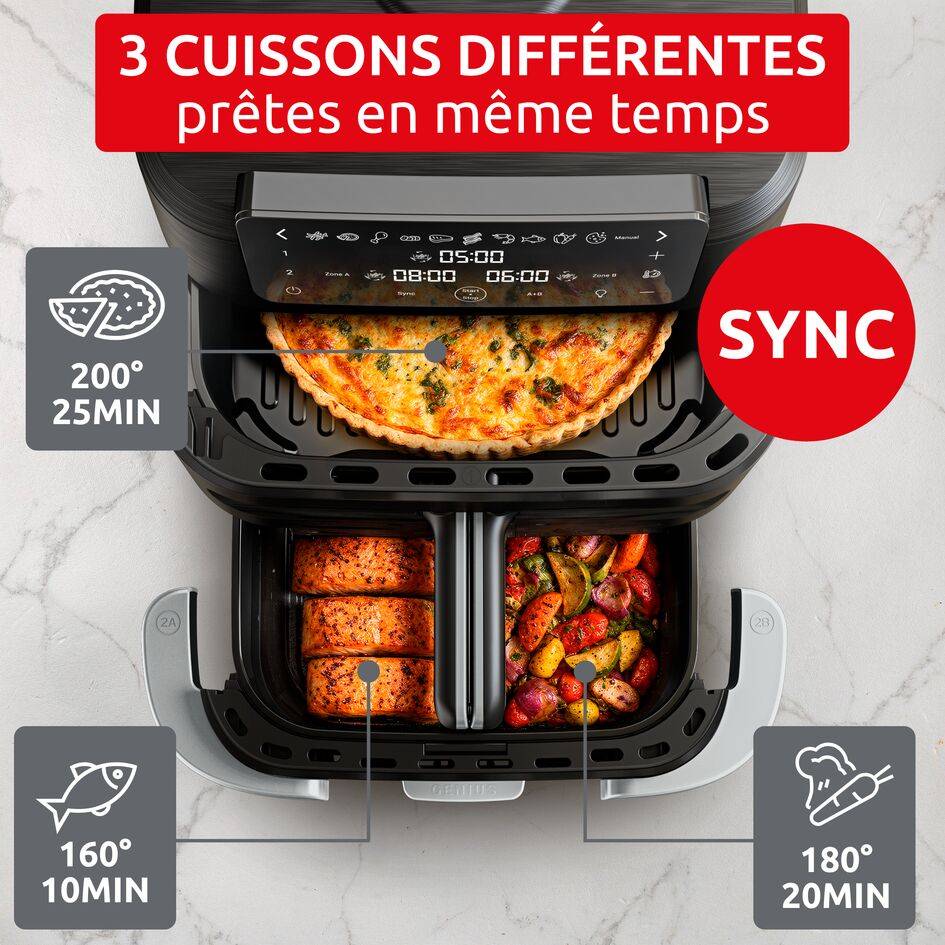 Ever Fry Trio 12L, Air fryer, 3&nbsp;zones de cuisson, Façade amovible