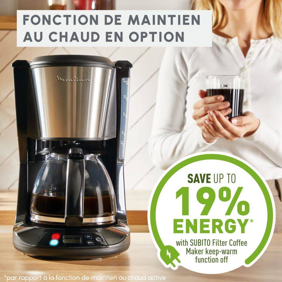 Cafetière filtre, Subito,Programmable, 15 tasses, Inox