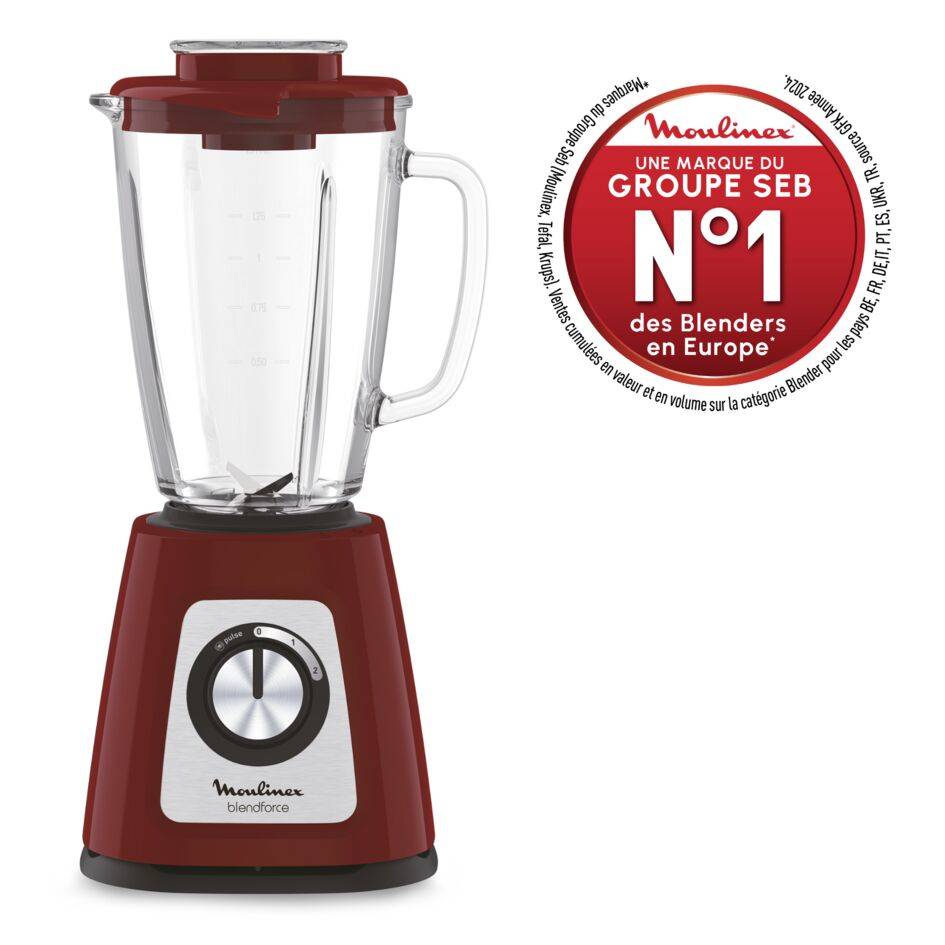 Blendforce 2, Blender, Bol verre 1.75L, 800W, 2 vitesses,  4 lames, Rouge