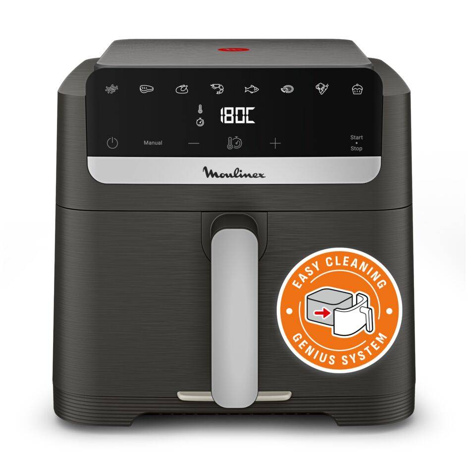 Easy Fry Compact, Air fryer, Capacité XL 7,5&nbsp;L, Façade amovible, Genius system, Design compact, moule, gris