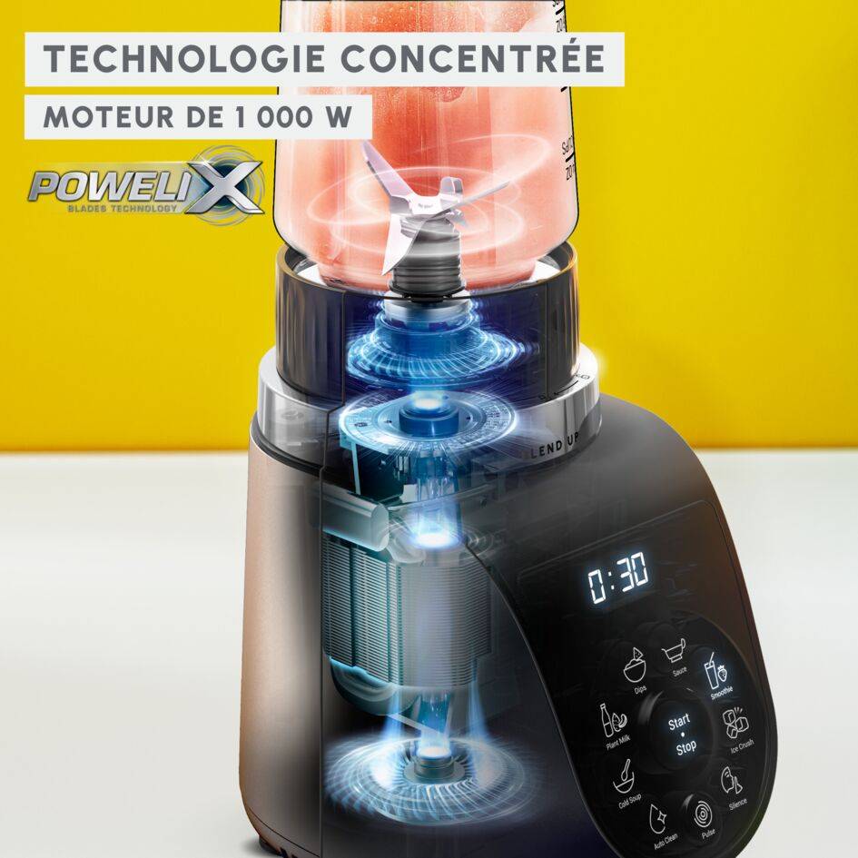 Blend Up, Blender mini, Bol tritan 0.85L, 1000W, 8 programmes, 6 lames