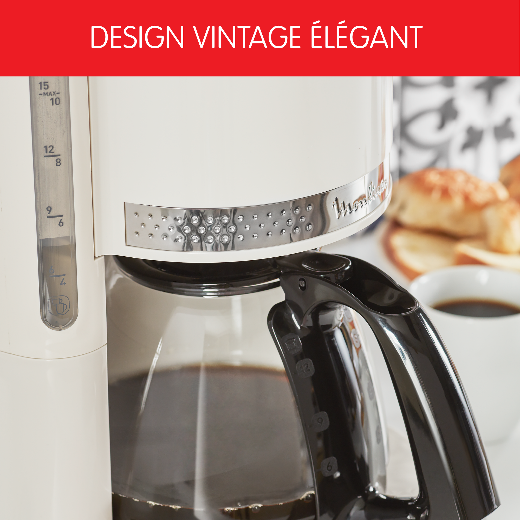 Cafetière filtre Soleil Ivoire, Design vintage, Capacité 1,25L,