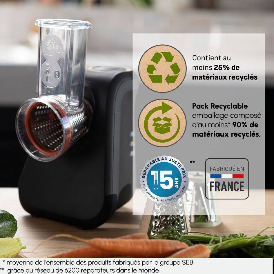 Fresh express Intension, Découpe-légumes, 3-en-1, 3 cônes, Noir