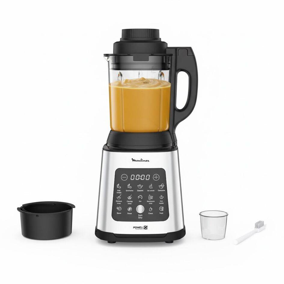 Perfectmix cook, Blender haute performance chauffant, 10 programmes automatiques, Panier vapeur, 1400W, Gris métal