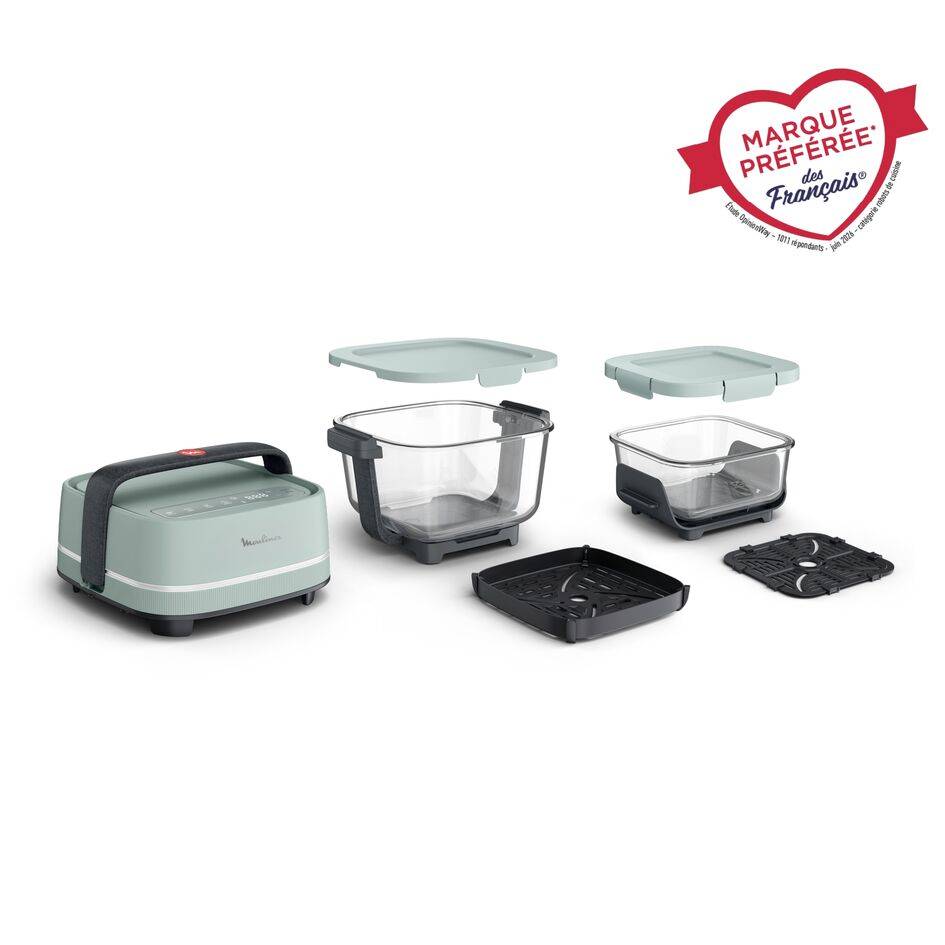 Crisp&Go, Air fryer en verre 2 bols, 1,4&nbsp;L et 3,8&nbsp;L, 4 modes