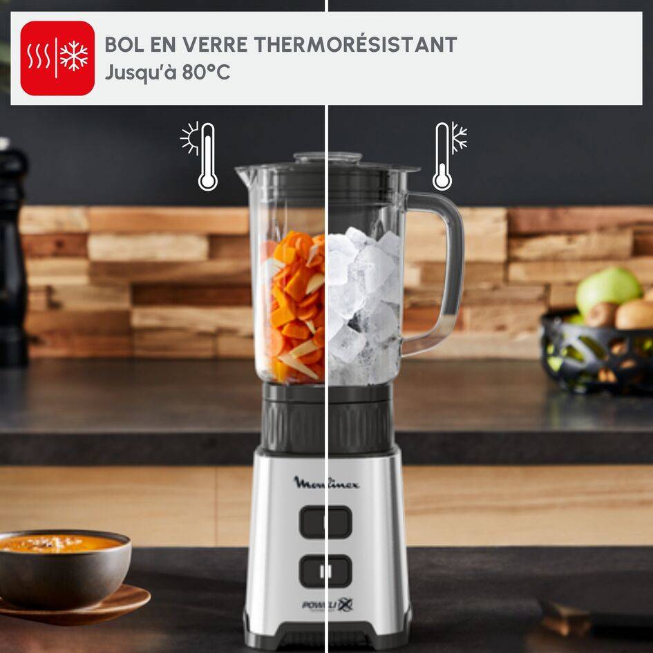 Pulséo, Mini blender, bol en verre, gourde à emporter, 400 W