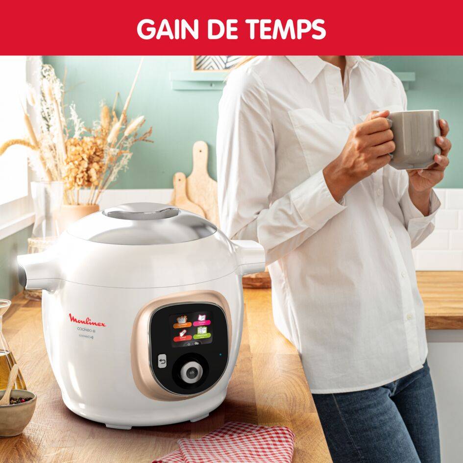 Cookeo+ Connect 200 recettes Blanc, avec louche incluse