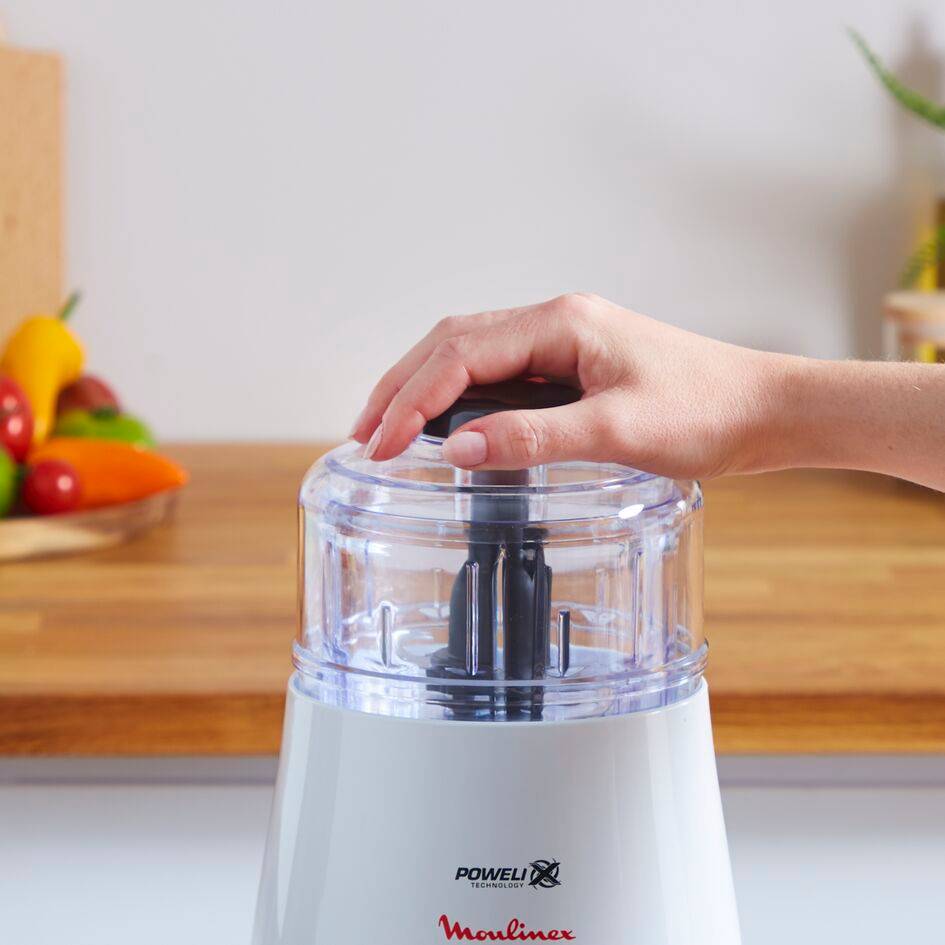La Moulinette, Hachoir, Capacité 500 ml, Fonction 4 en 1, 1000 W, blanche