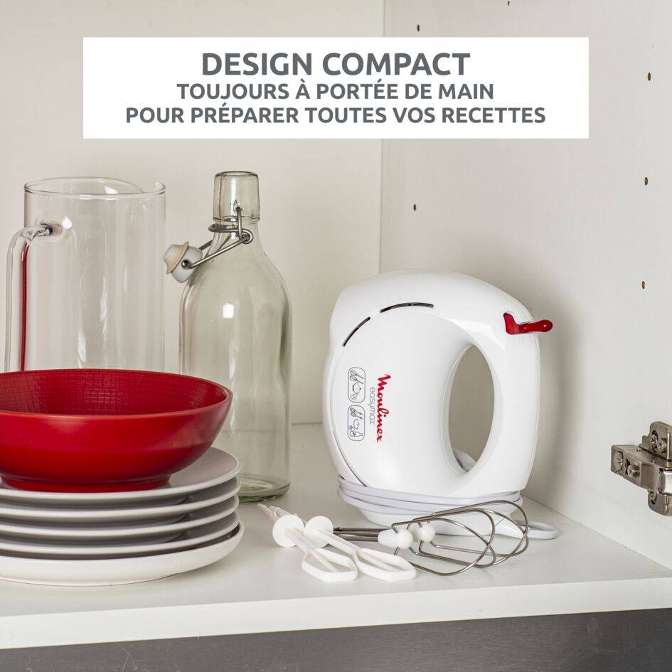Easymax, Batteur électrique, 2 vitesses, 2 jeux de fouets, 200 W, blanc