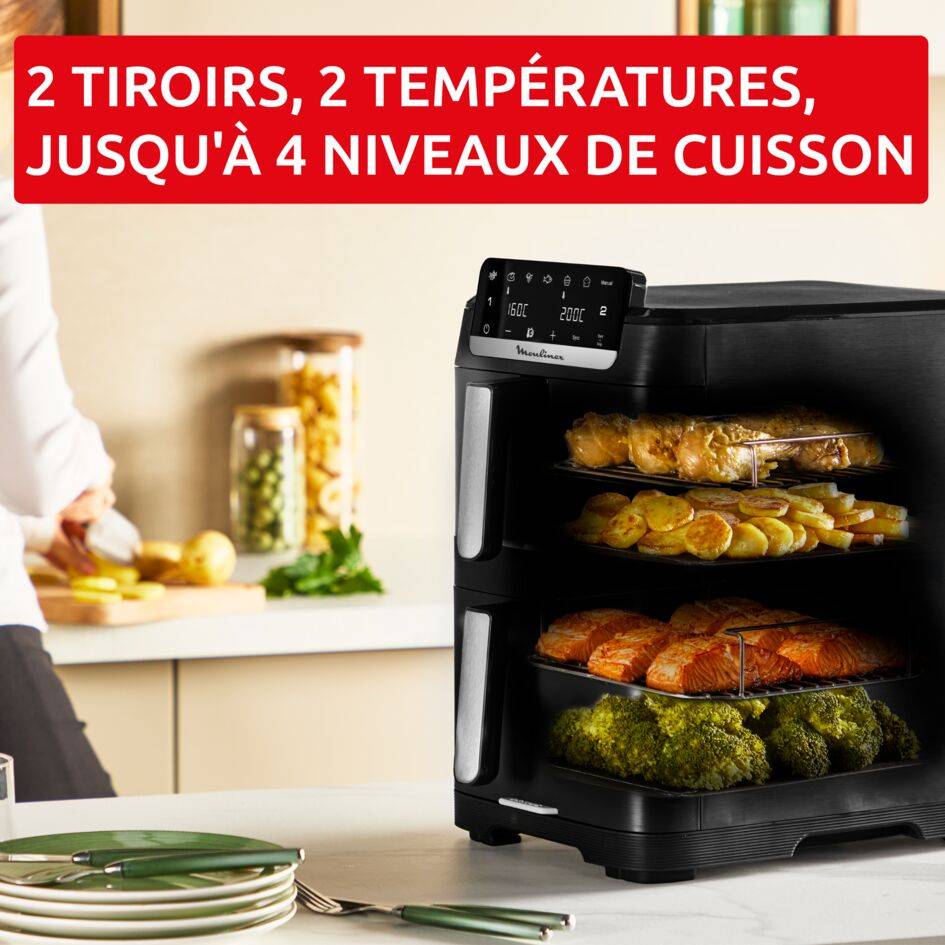 Easy Fry Crispy Stack 10L, Dual air fryer, Compact, Façades amovibles