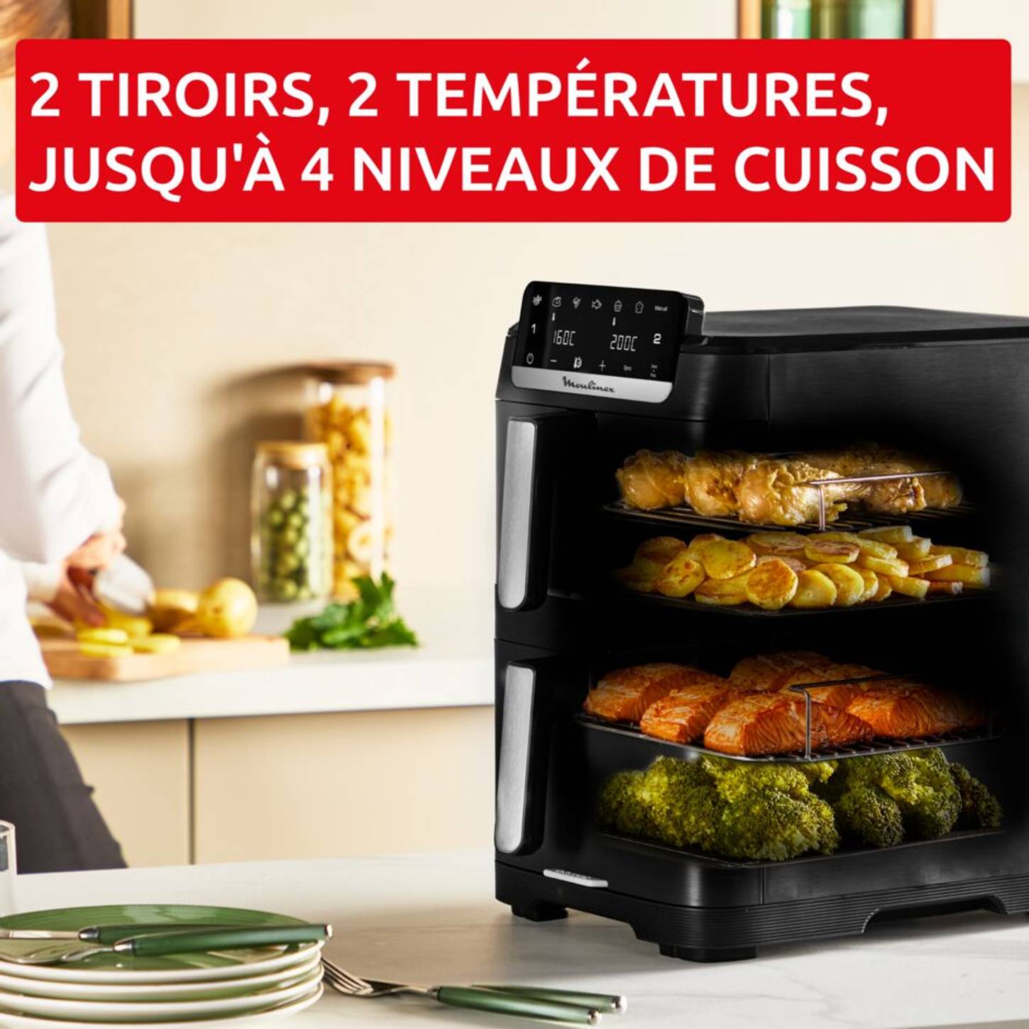 Moulinex Easy Fry Crispy Stack Dual EZ7568F0 — vue 4