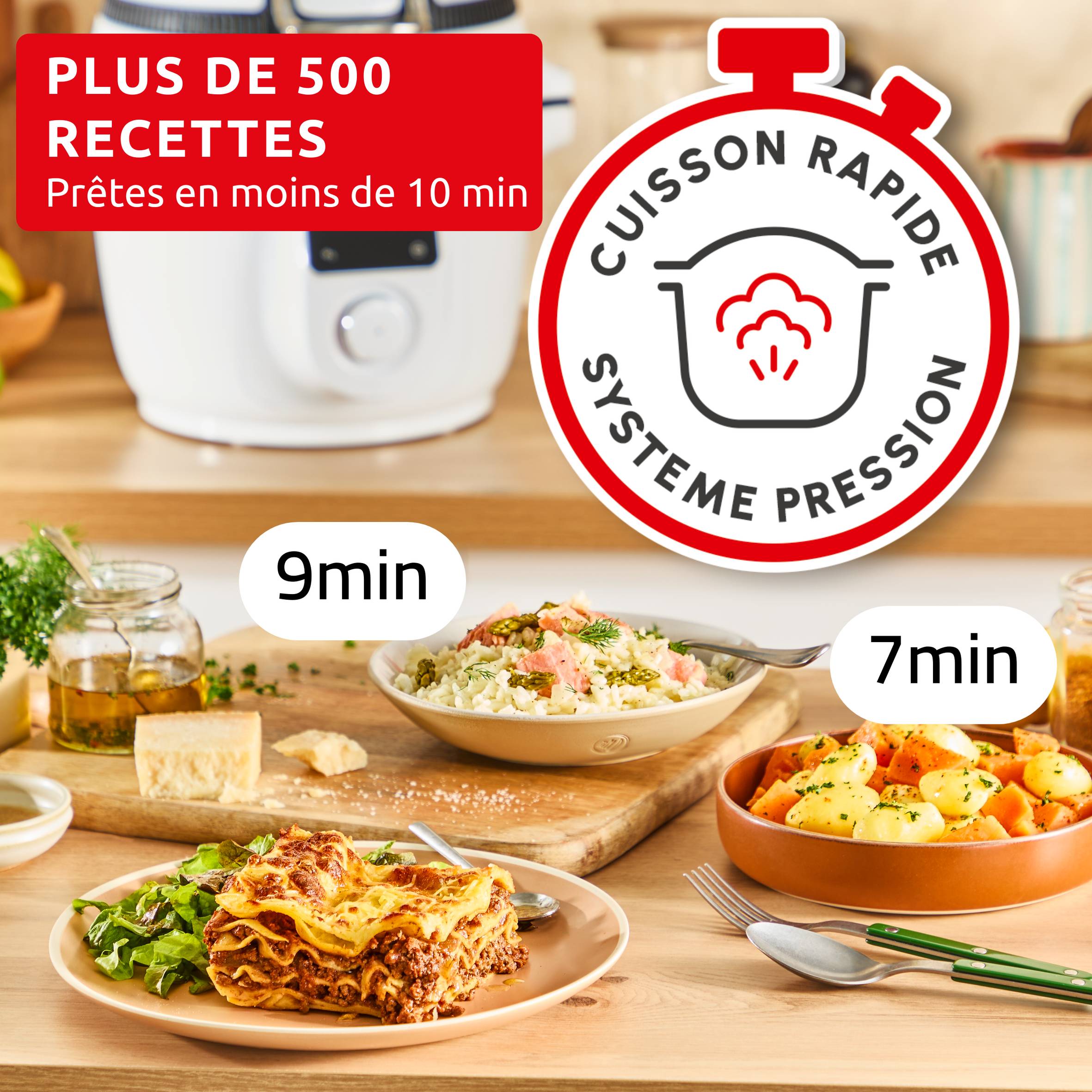 Cookeo Infinity, 16 modes de cuisson, Sans pale de mélange, Blanc