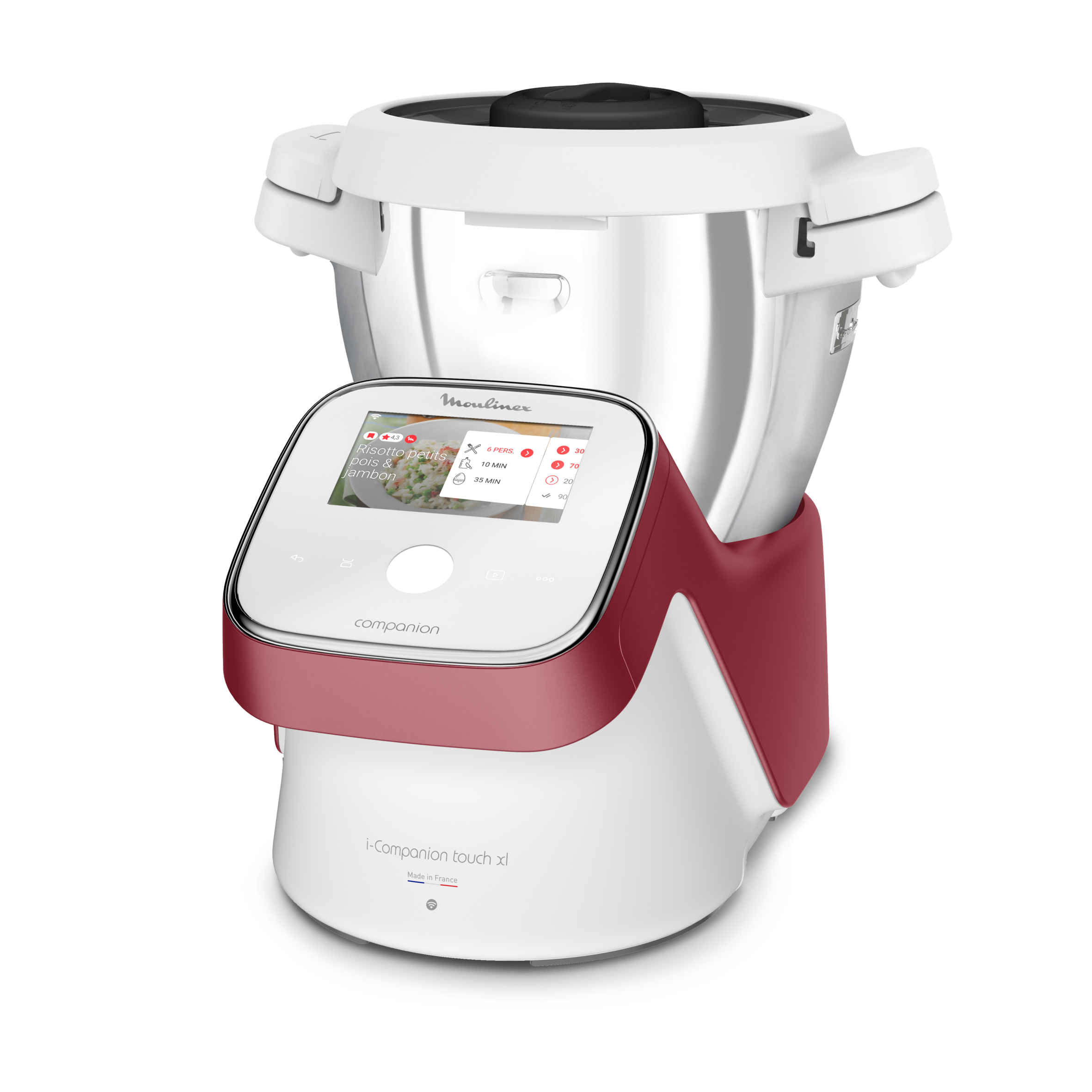 I-Companion Touch, Robot cuiseur, 17 fonctions, Connecté, Recettes sur l’écran, Capacité XL 10 personnes, Rouge, Fabriqué en France