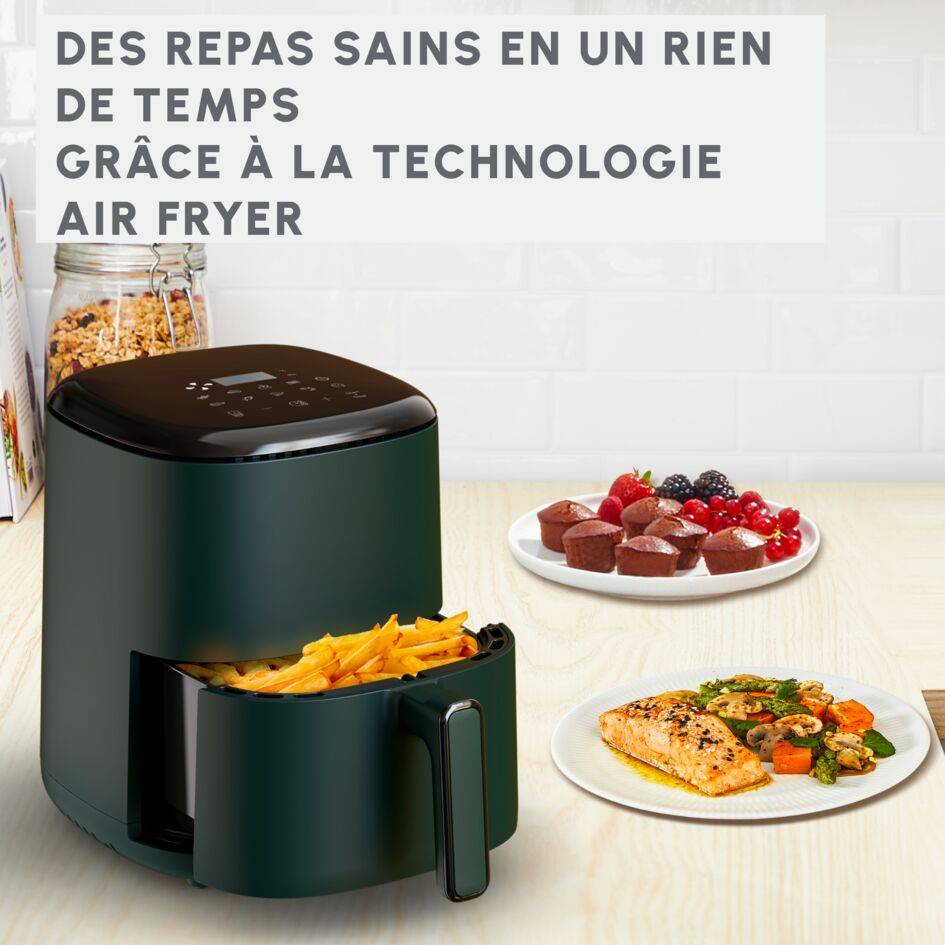 Easy Fry Compact, Air Fryer, 3 L (4 pers.), Panneau digital, 10 programmes, Vert Forêt
