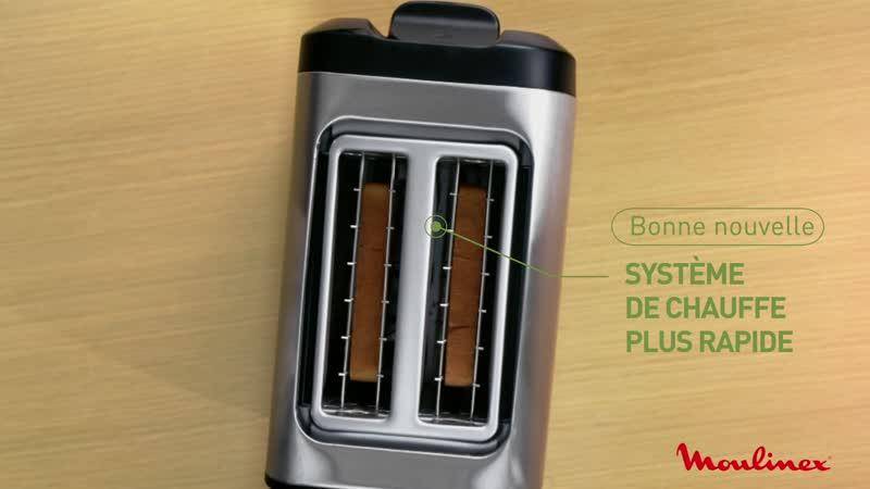 Subito, Grille-pain 2 fentes, Grillage plus rapide, Économies d'énergie, Noir et acier inoxydable