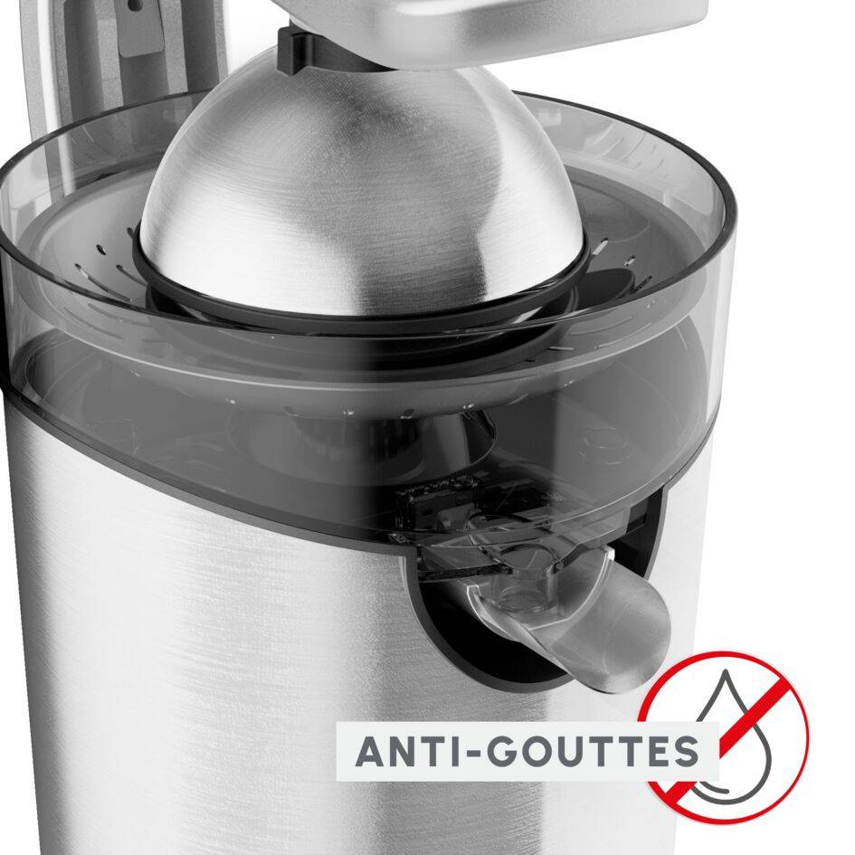 Vitapress Pro, Presse agrumes, 300 W, Levier à pression, cône en acier, Gris