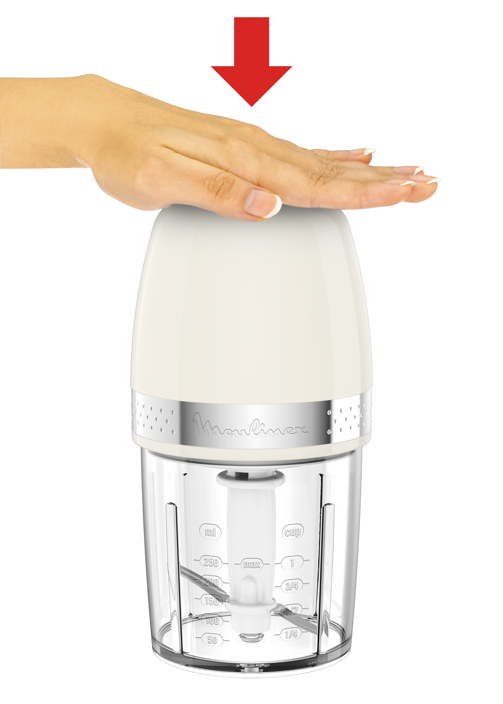Soleil Ivoire, Mini hachoir, Compact, Fonction 3 en 1, Capacité 250 ml, 350 W, Ivoire