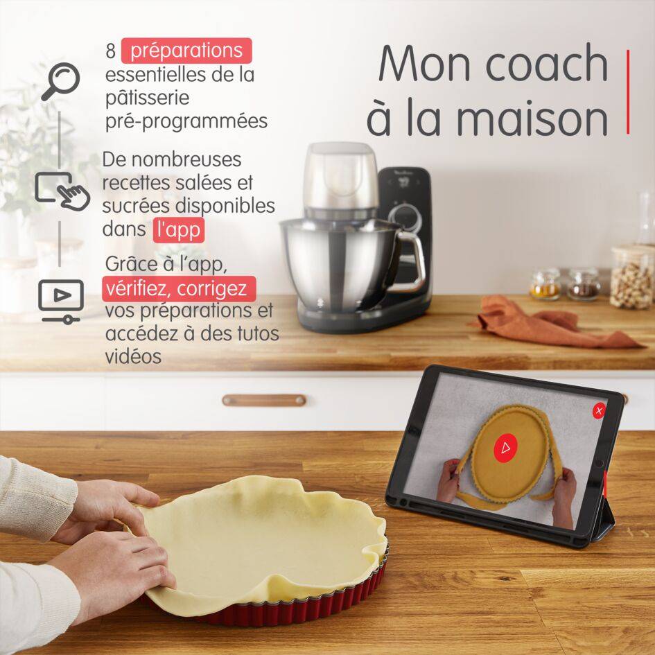 Coach, Robot pâtissier, Bol de 5,5 L, Kit pâtisserie, Marye et pinceaux, Coaching en pâtisserie, 1200 W