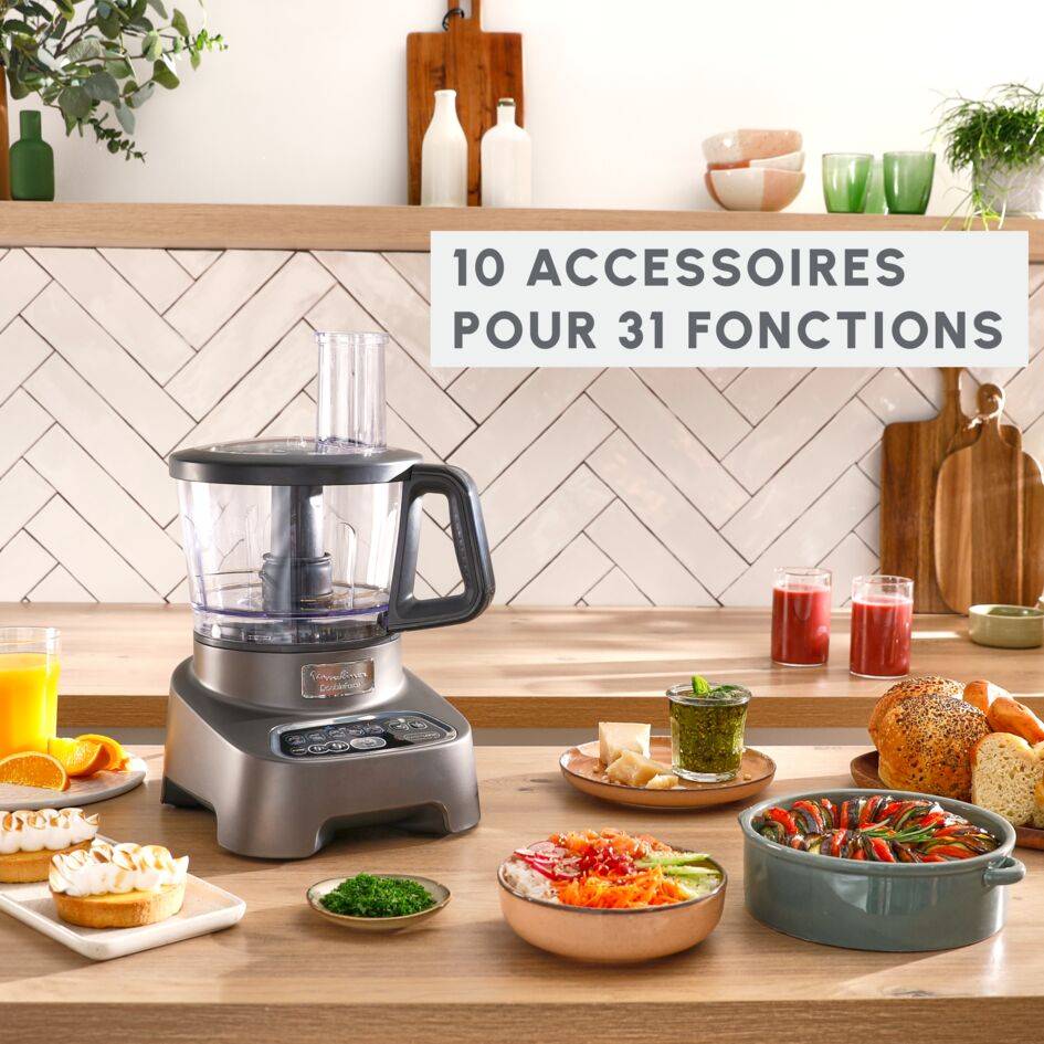 Double Force, Robot multifonction, 1000 W, 31 fonctions, 10 accessoires, Noir