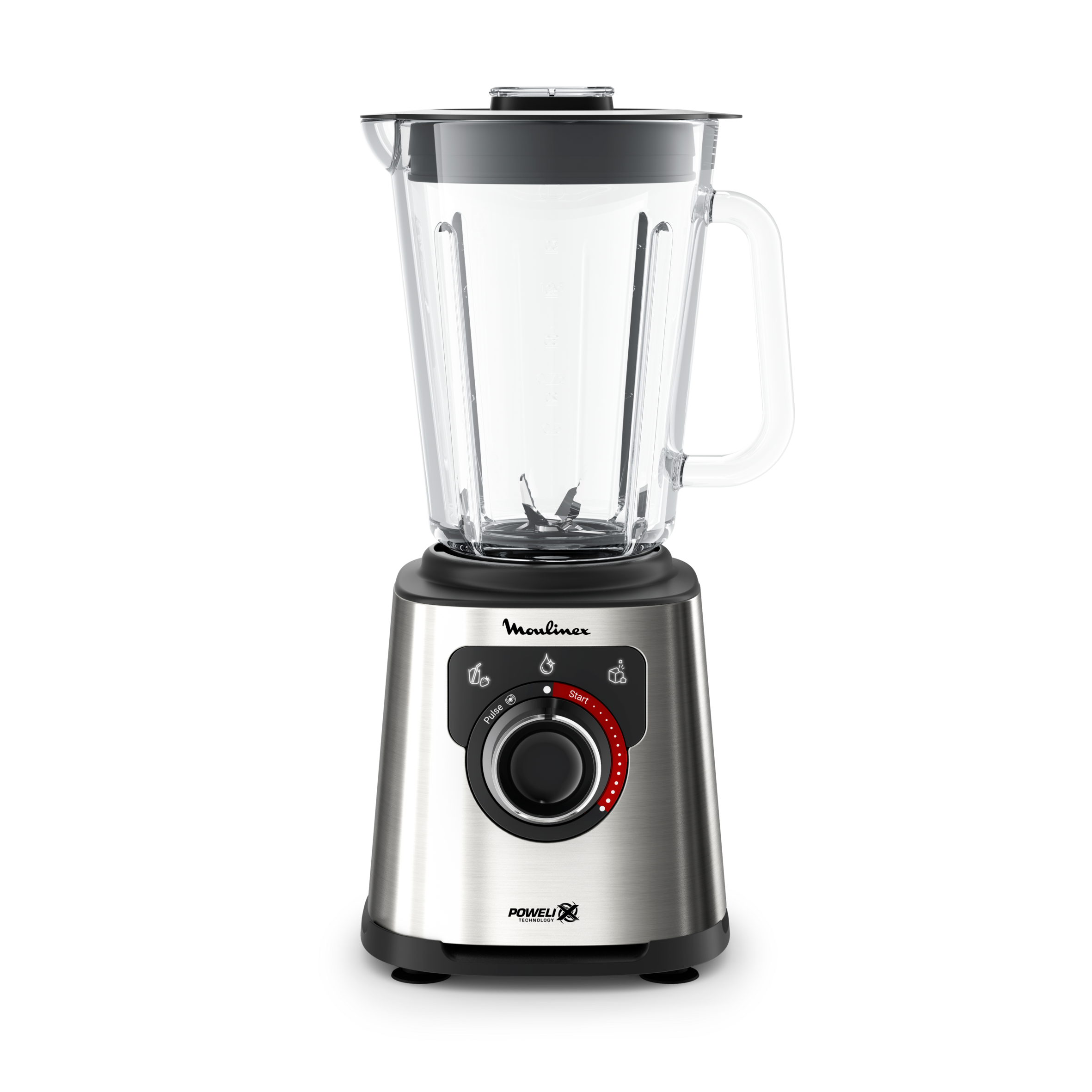 RECONDITIONNÉ PerfectMix +, Blender haute performance, Lames powelix, Bol en verre de 2L, 1200W , Noir et métal