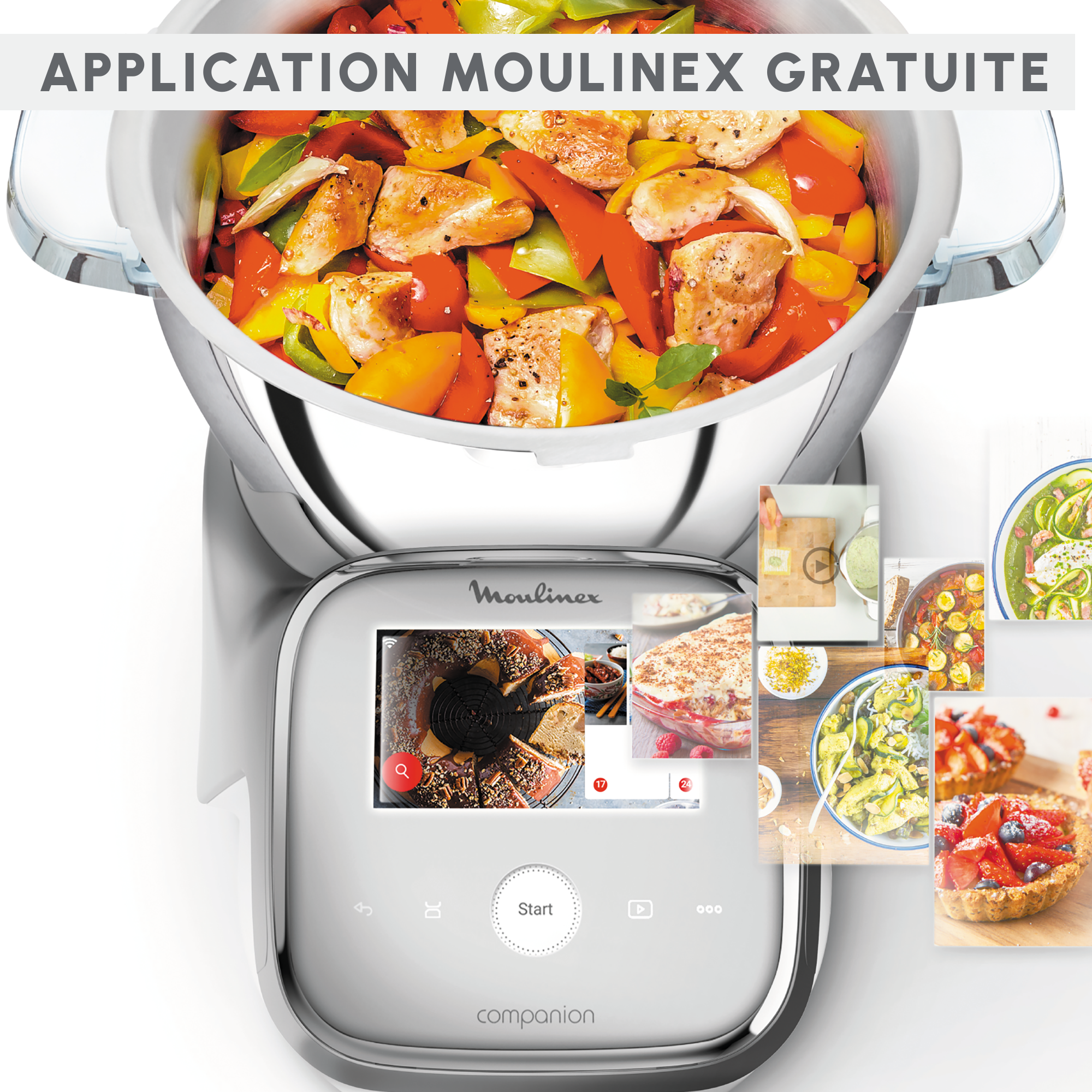 I-Companion Touch, Robot cuiseur, 17 fonctions, Connecté, Recettes sur l’écran, Capacité XL 10 personnes, Gris, Fabriqué en France