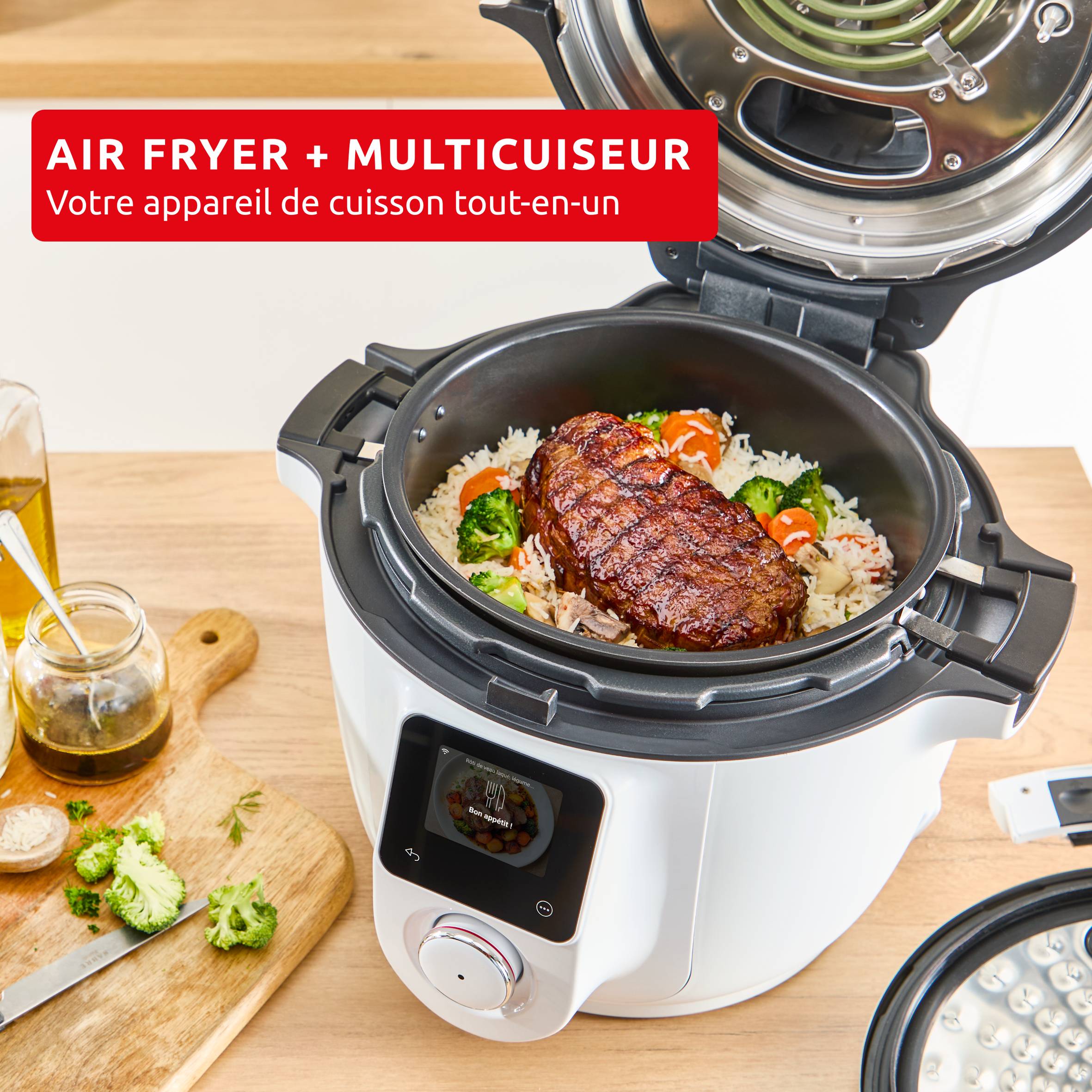 Cookeo Infinity, 16 modes de cuisson, Sans pale de mélange, Blanc