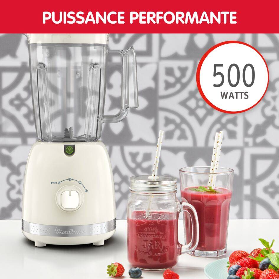 Blender Soleil ivoire, Blender classique, 2 vitesses + pulse, 500W, Ivoire