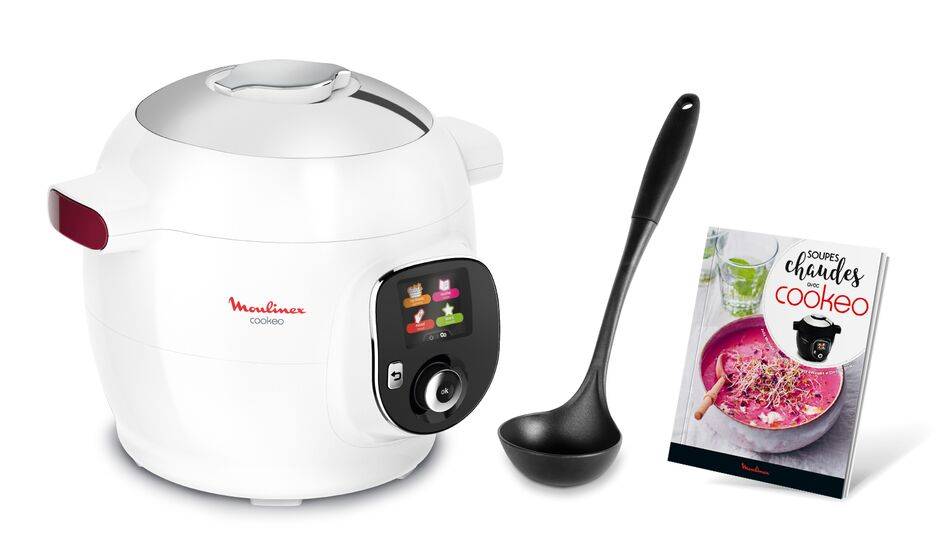 Cookeo+  Blanc 100 recettes avec louche et livre de cuisine inclus         