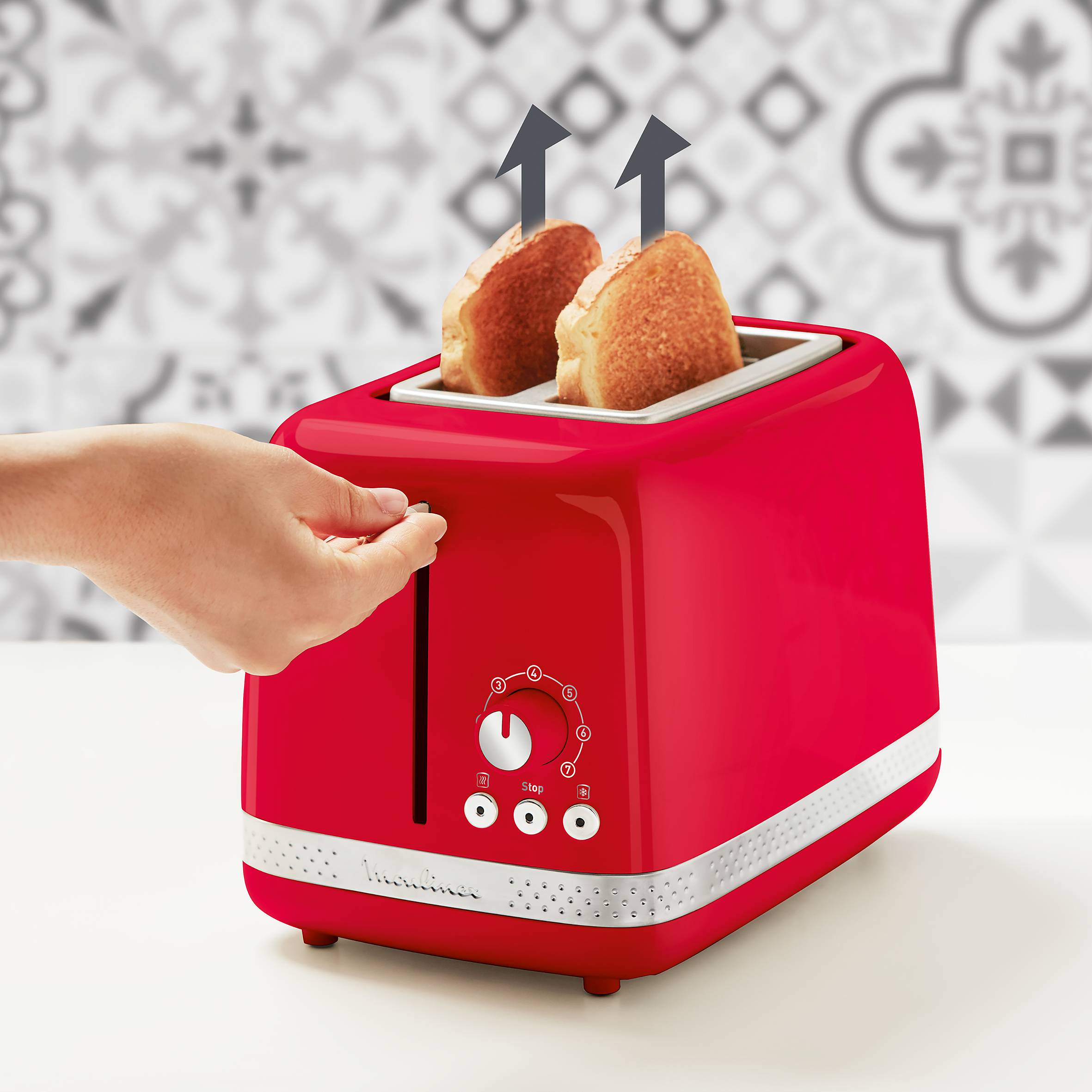 Grille-pain, Soleil, 2 fentes, Rouge