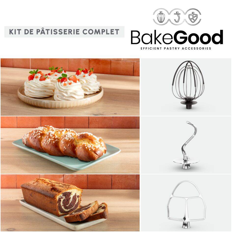 Bake Partner, Robot pâtissier, Bol de 4,6 L, Kit pâtisserie + Blender 1.25L, 1100 W