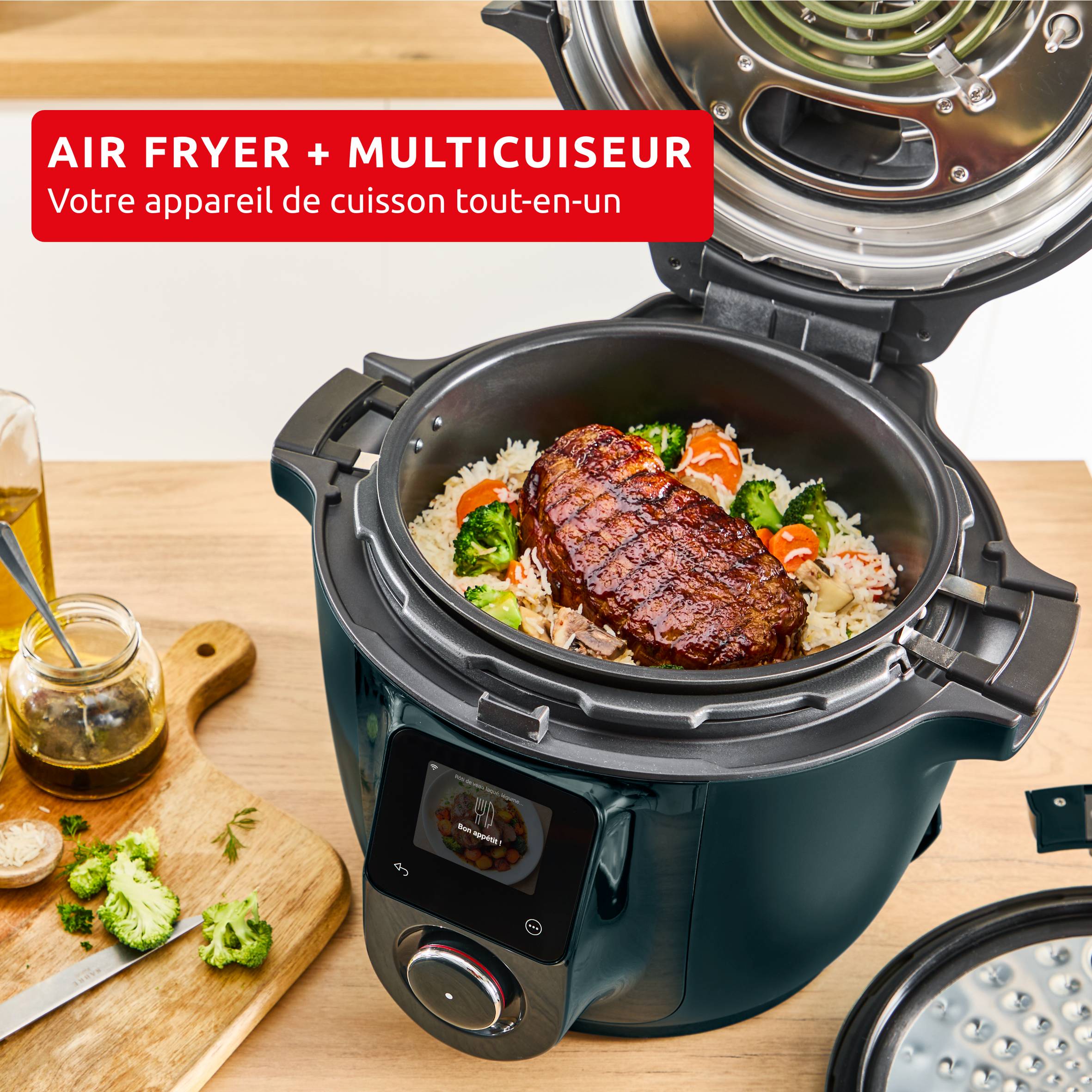 Cookeo Infinity, 17 modes de cuisson, Sans pale de mélange, Bleu Trust
