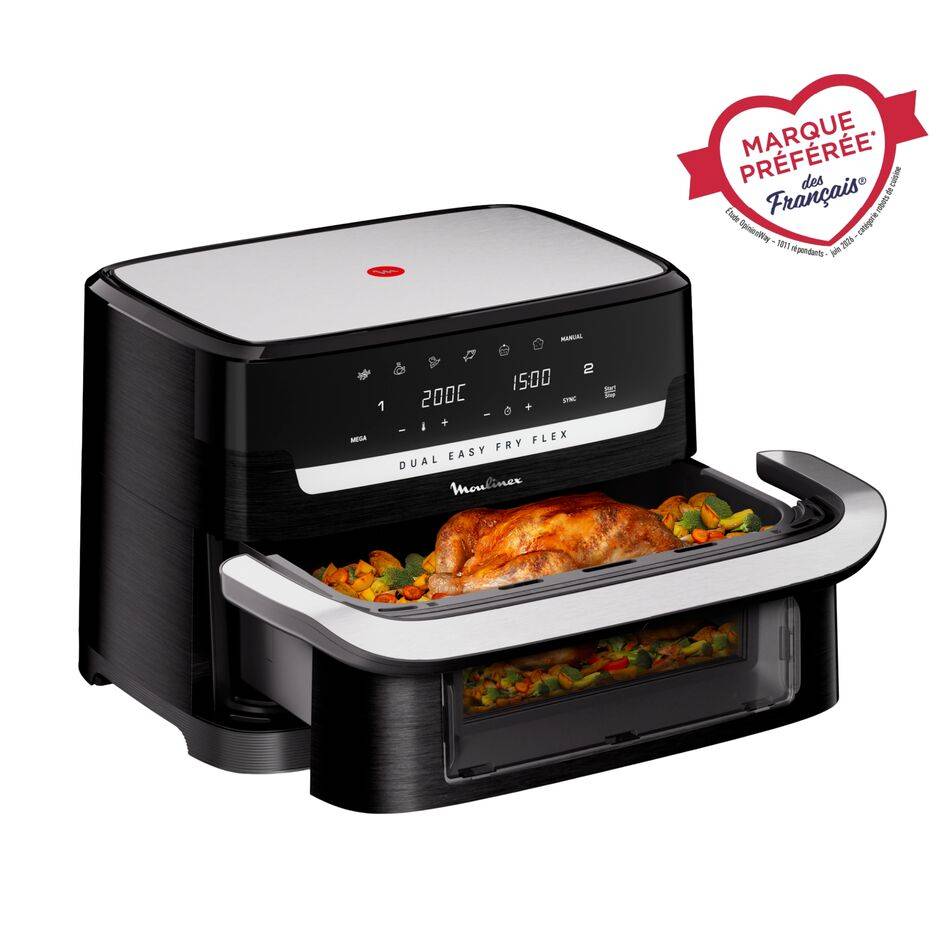 Dual Easy Fry Flex, 9L, Air fryer, Noir