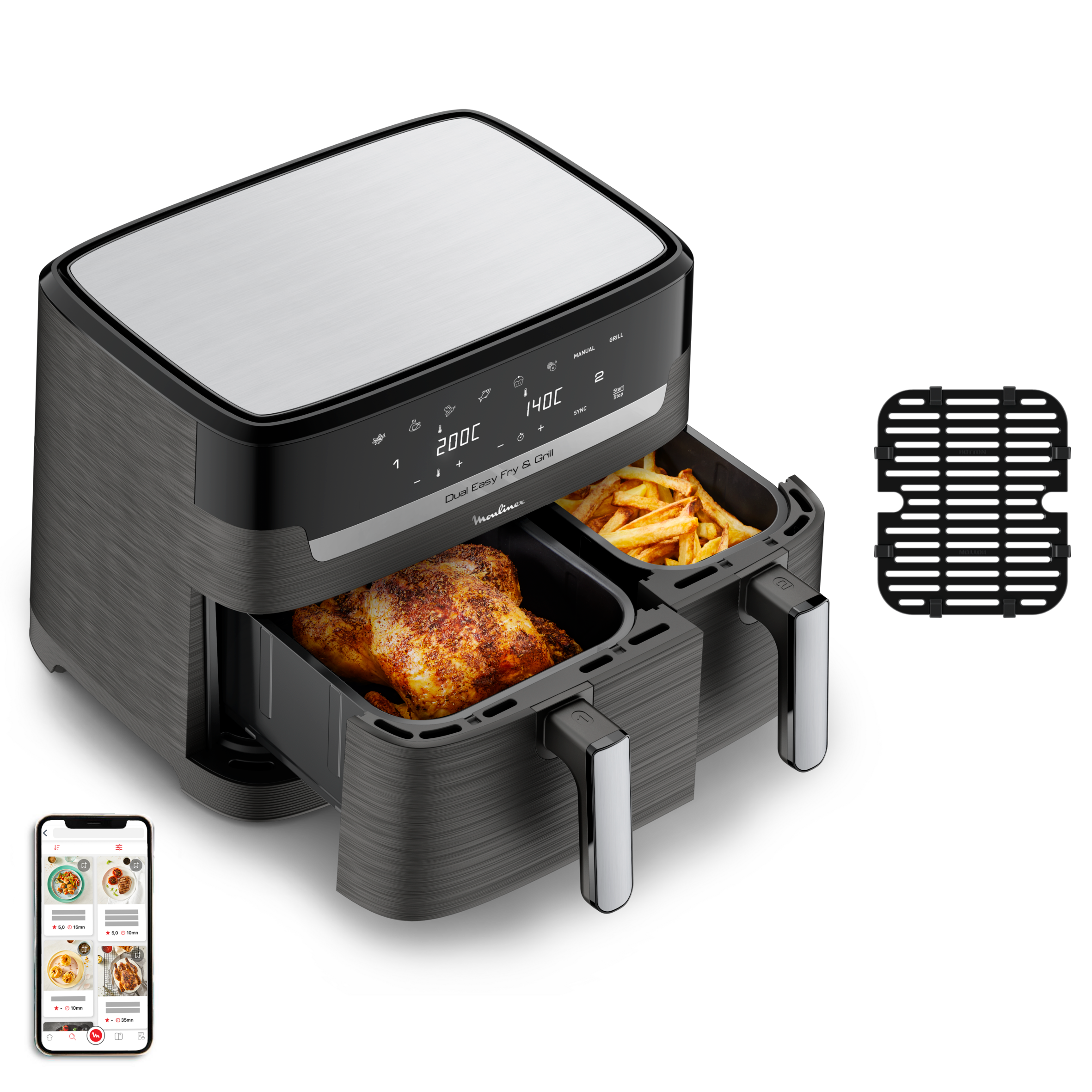 RECONDITIONNÉ Dual Easy Fry & Grill, 8.3L, Air fryer, Noir