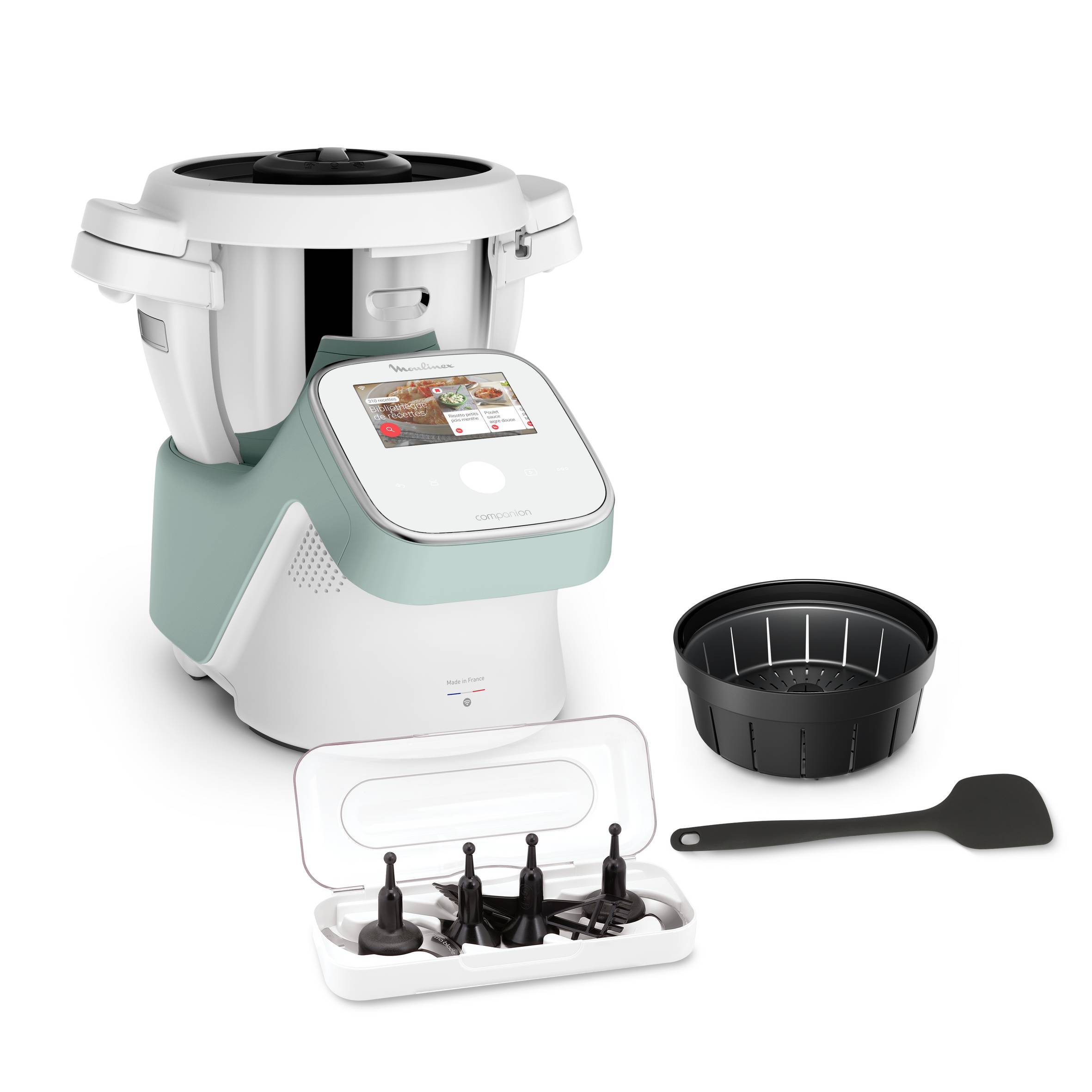 I-Companion Touch, Robot cuiseur, 17 fonctions, Connecté, Recettes sur l’écran, Capacité XL 10 personnes, Eucalyptus, Fabriqué en France