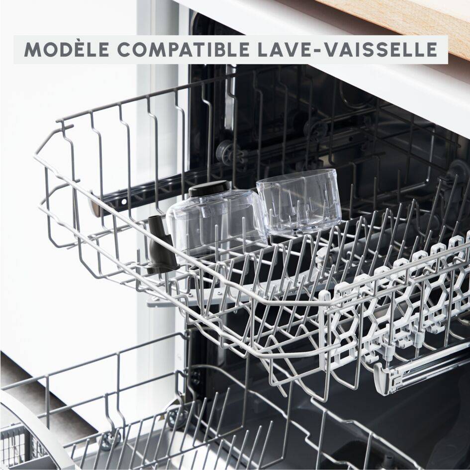 La Moulinette Eco Respect, Hachoir, Eco conçue en France, Fonsction 4 en 1, Capacité 500 ml, Noire