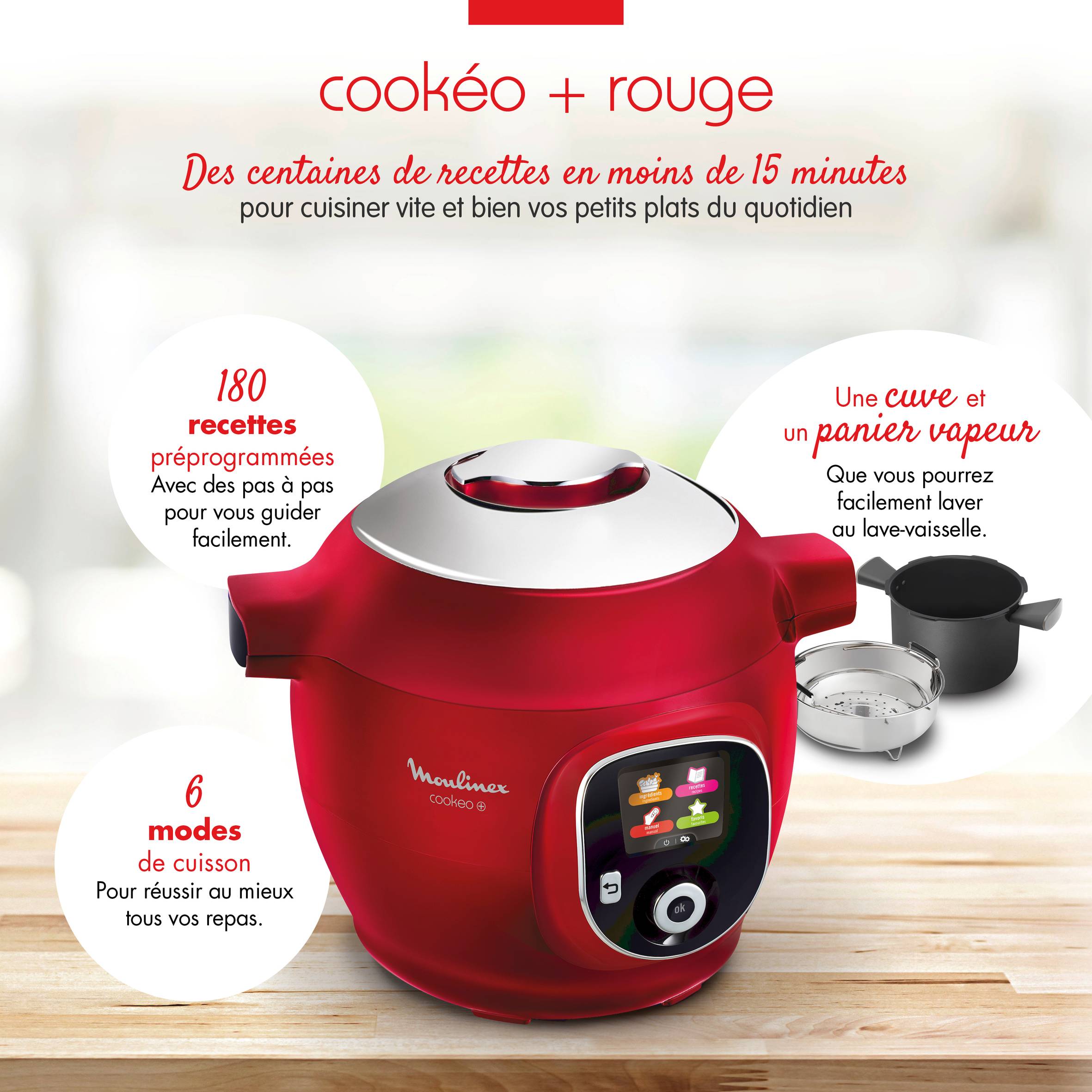 Cookeo+ 180 Recettes Rouge